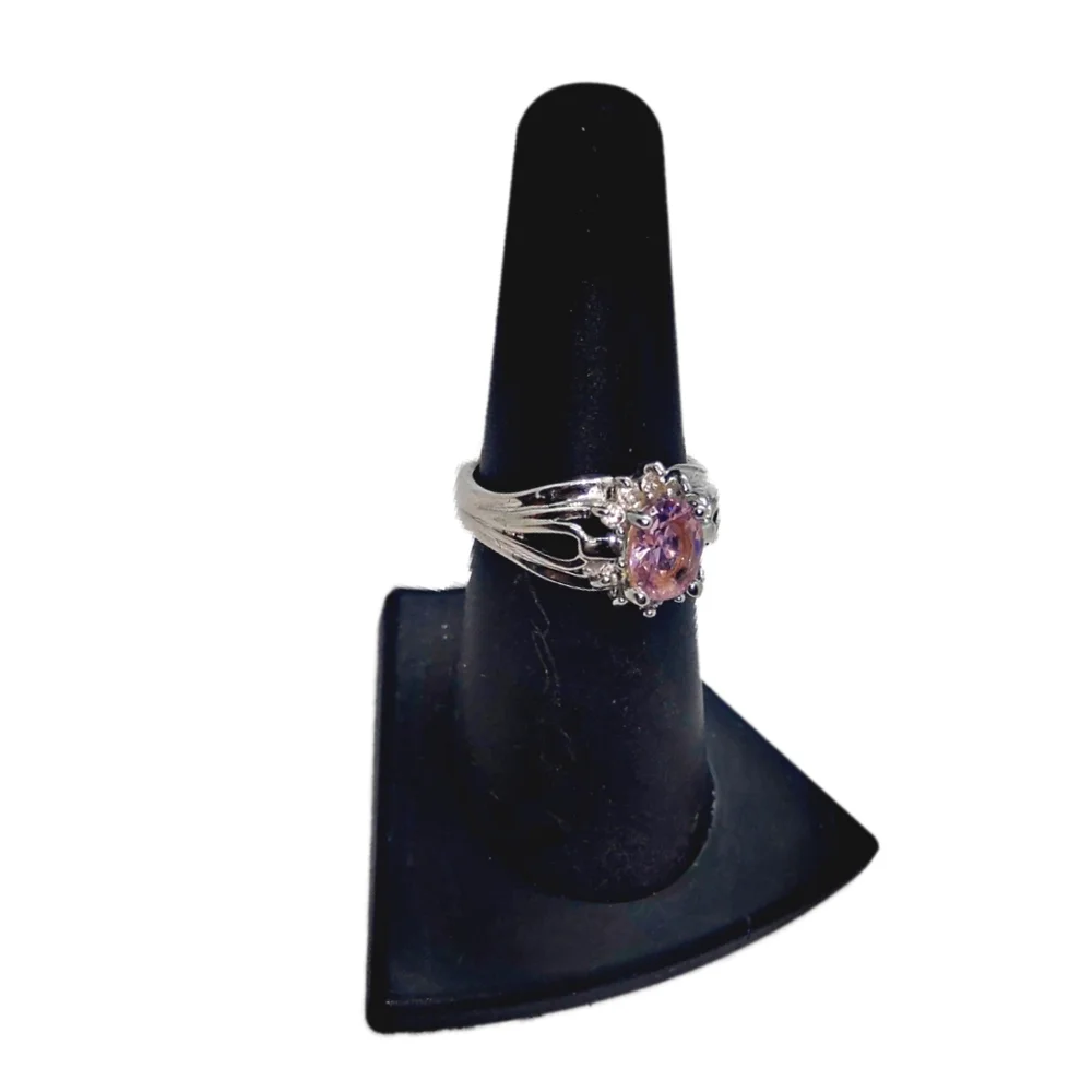 Silver Tone Fashion Ring with CZ Stone